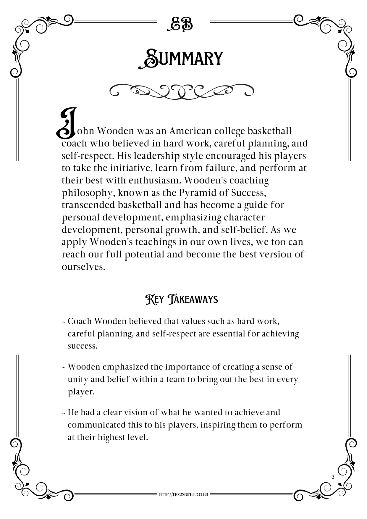 Beyond the Court: John Wooden's Timeless Wisdom for Life and Leadership ~ English Worksheet