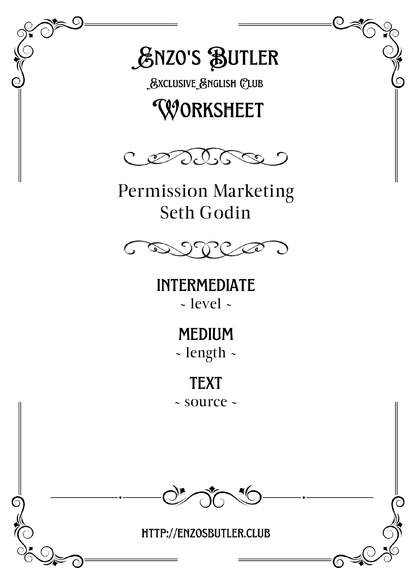 Permission Marketing by Seth Godin ~ English Worksheet