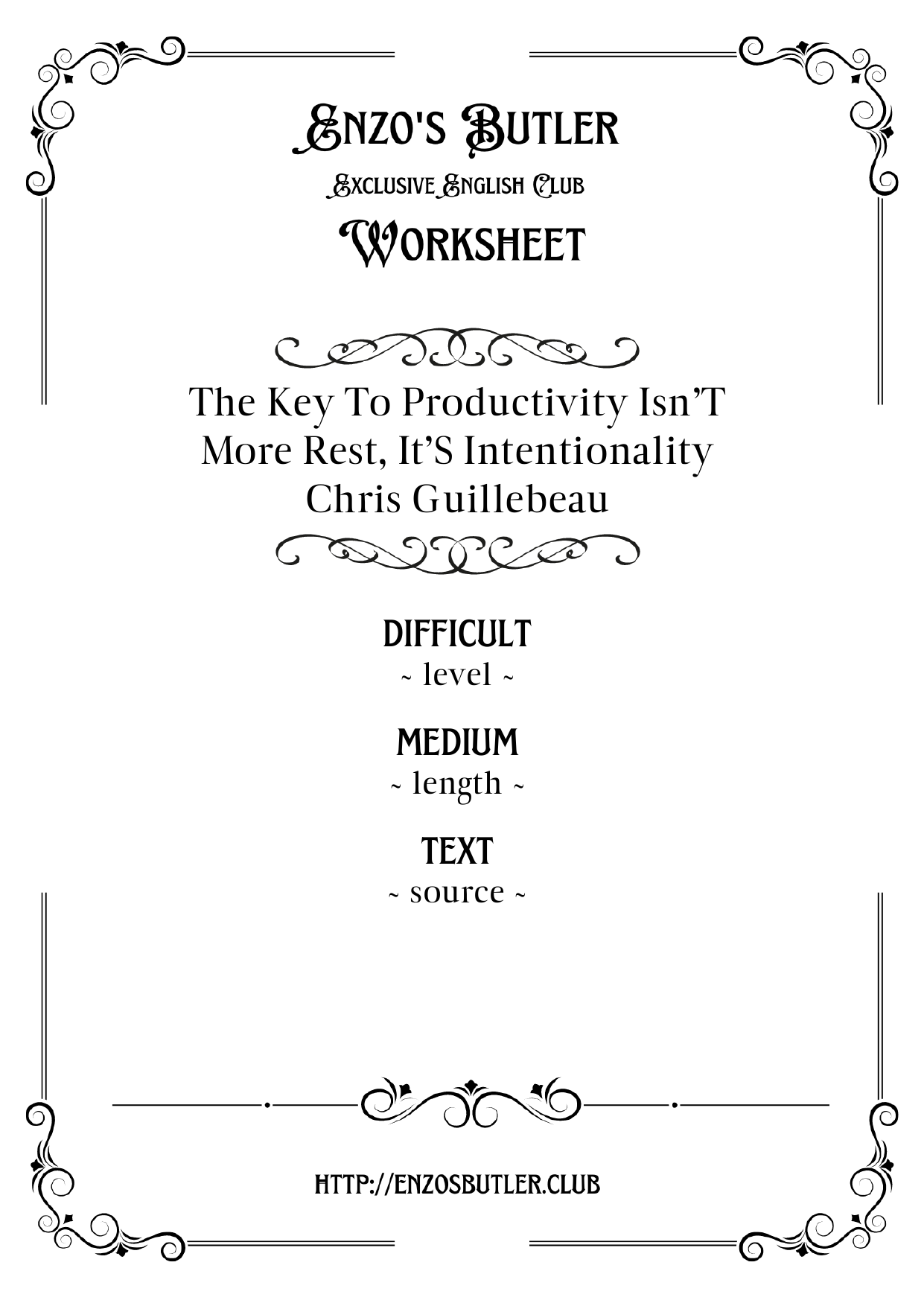 Productivity Bundle 001 ~ 5 English Worksheets on Productivity