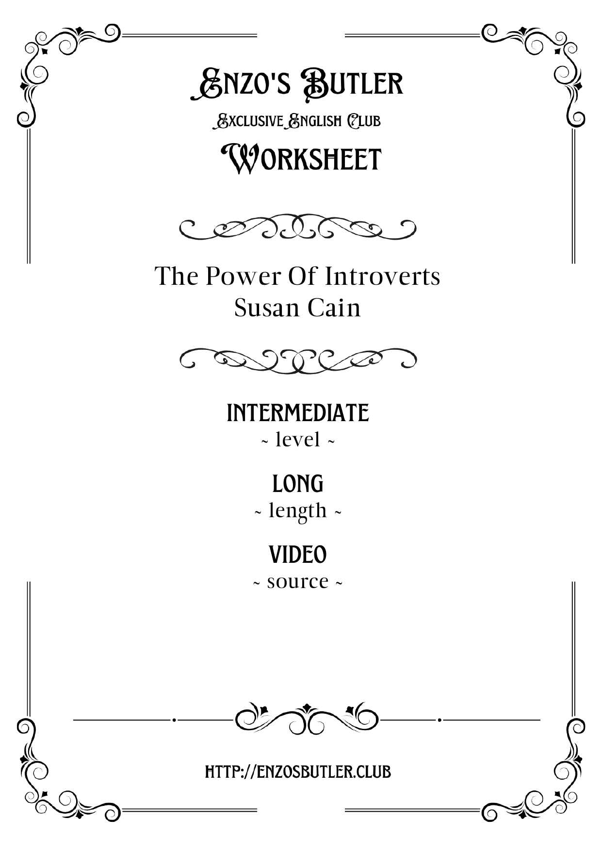 The power of introverts by Susan Cain ~ English Worksheet